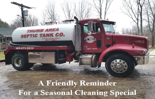Thumb Area Septic Tank Co. postcard front — truck photo